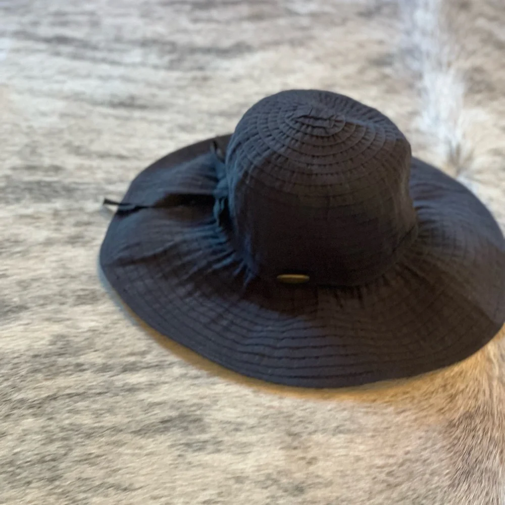 NWOT Cappelli Straworld Black Oversized Ribbon Sun Hat UPF 50+ 5” Brim, Packable - Picture 14 of 14